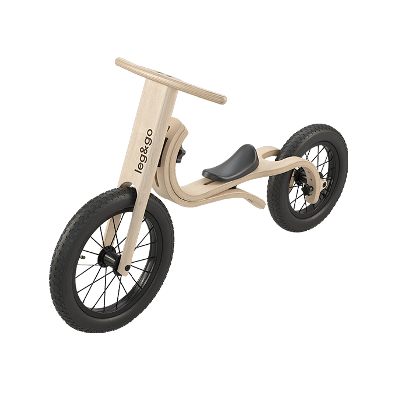 Bicicleta de balans fara pedale 3 in 1 pentru copii, lemn natur, leg&go